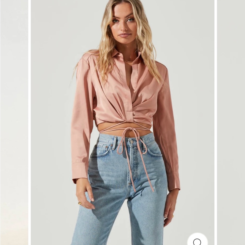 PERRY SATIN WRAP FRONT TIE WAIST TOP